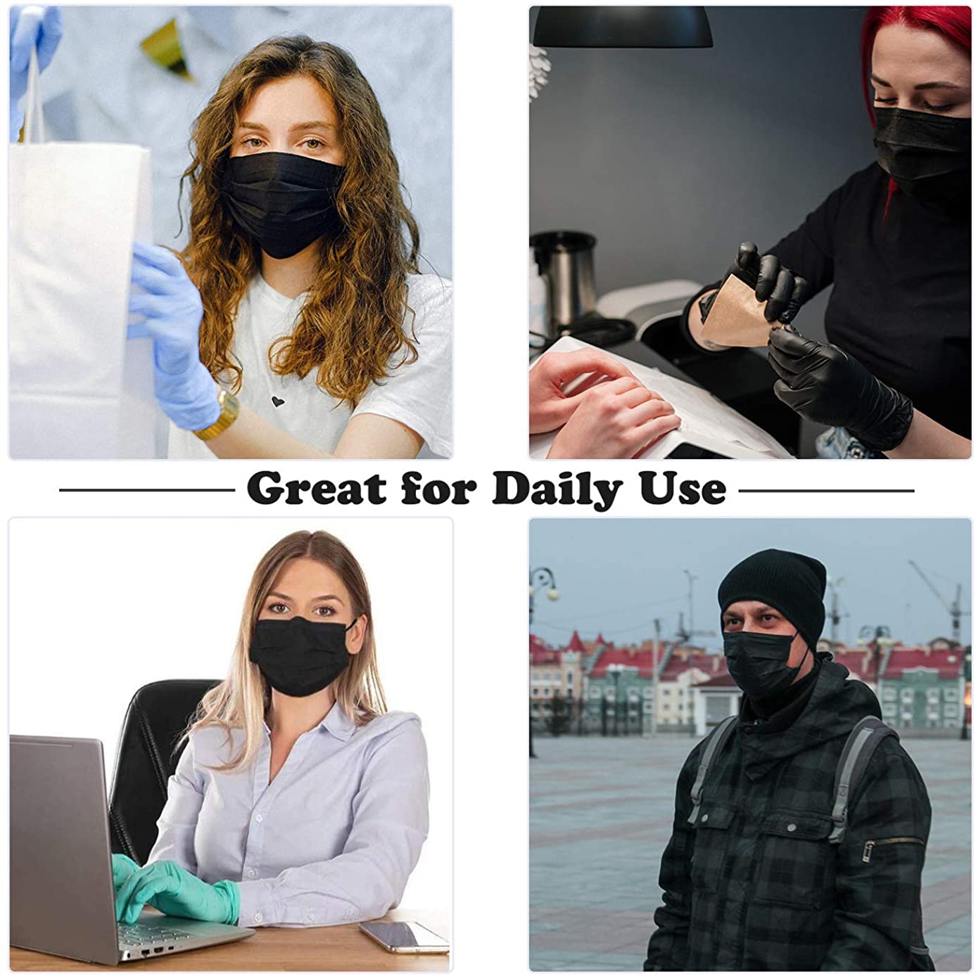 Disposable mask black 3-layer protective hygiene outdoor mask with ear hanging mouth American stock