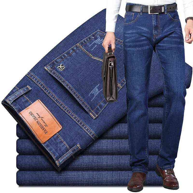 Stretch Clasic Grey Blue Black Trousers Men Jeans Business CasualGrey Blue Black Trousers Male Slim Denim Pants 211120