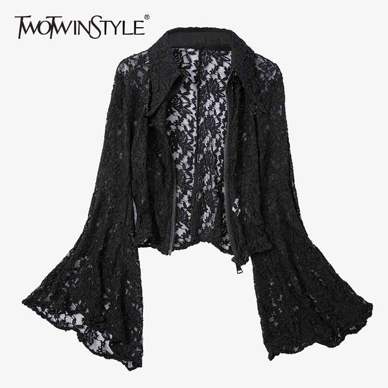 Casual Lace Hollow Out Coat For Women Lapel Flare Long Sleeve Zipper Loose Coats Female Spring Fashion Stylish 210524, Black
Casual Lace Hollow Out Coat For Women Lapel Flare Long Sleeve Zipper Loose Coats Female Spring Fashion Stylish 210524, Black