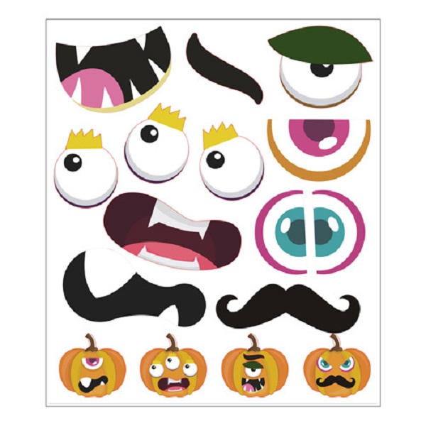 Halloween mask stickers 24x28cm party make a face Pumpkin decorations Sticker Home Decor Kids Decals DIY Halloween Decoration5202449