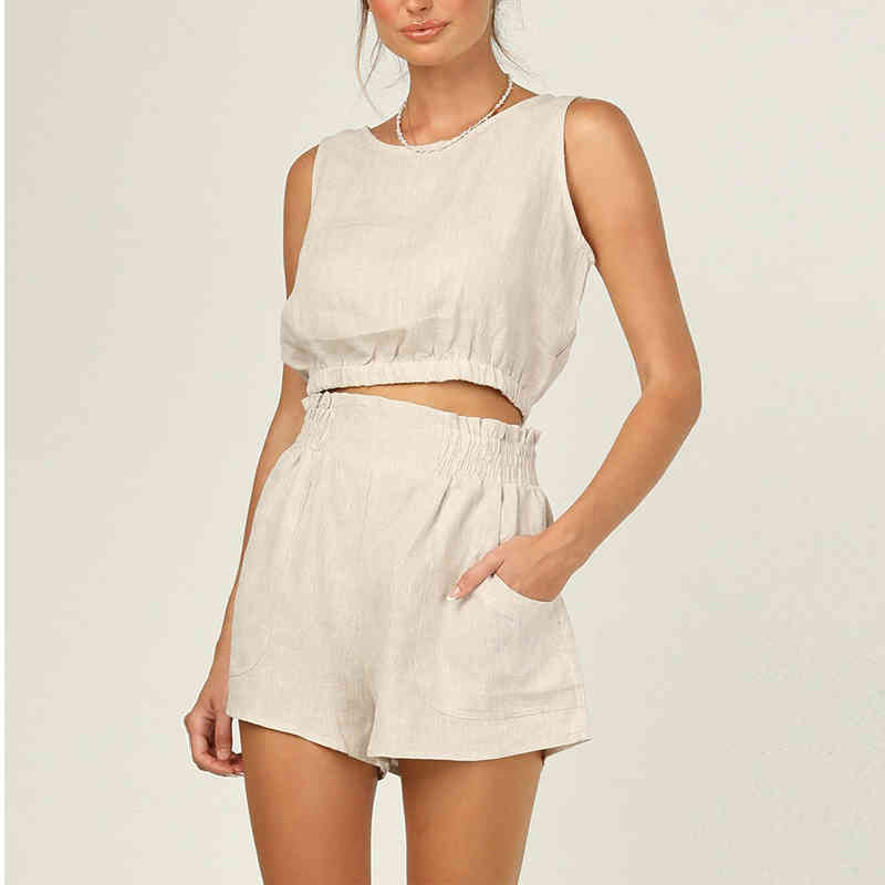 Women Sleeveless Two Pieces Set Solid Ladies Suit Crop Tops And High Waist Shorts Summer Loose Casual Female Sportswear 210518, Apricot
Women Sleeveless Two Pieces Set Solid Ladies Suit Crop Tops And High Waist Shorts Summer Loose Casual Female Sportswear 210518, Apricot