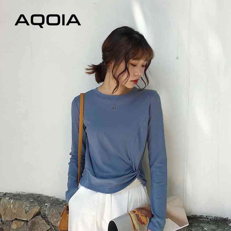 Elegant Solid Color tie Long Sleeve Women T Shirt Slim O Neck Crop op Autumn Plus Size Ladies ops ee Female Shirts 210521, Black
Elegant Solid Color tie Long Sleeve Women T Shirt Slim O Neck Crop op Autumn Plus Size Ladies ops ee Female Shirts 210521, Black