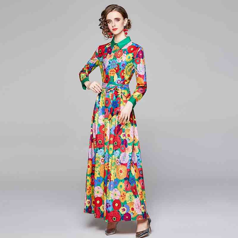 Runway Designer Floral Long Dress Spring Fashion Women's Sleeve Vintage Print Casual Maxi Vestido De Festa 210603, The picture color
Runway Designer Floral Long Dress Spring Fashion Women's Sleeve Vintage Print Casual Maxi Vestido De Festa 210603, The picture color