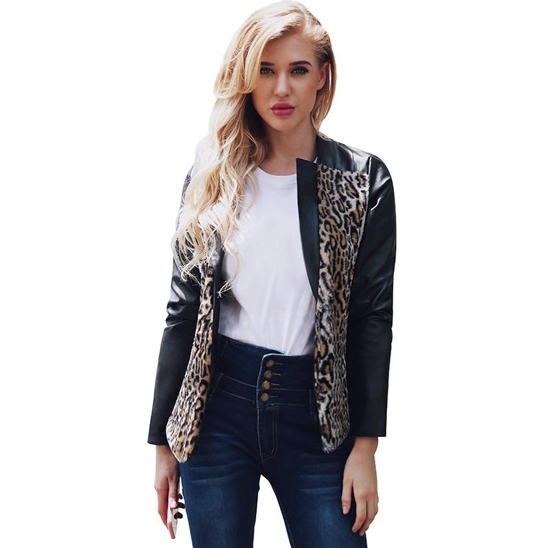Women's Leather & Faux Women Fluffy Leopard Jacket Fur PU Splicing Lapel V Neckline Long Sleeve Korean Fashion Slim Coat Outerwear, Black
Women's Leather & Faux Women Fluffy Leopard Jacket Fur PU Splicing Lapel V Neckline Long Sleeve Korean Fashion Slim Coat Outerwear, Black