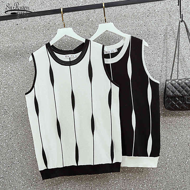 Big MM Wears Sleeveless Sweater Top Large Size Women's Summer Round Neck Contrast Striped Ice Silk Vest Tank Tops Blusas 14333 210521, Black
Big MM Wears Sleeveless Sweater Top Large Size Women's Summer Round Neck Contrast Striped Ice Silk Vest Tank Tops Blusas 14333 210521, Black