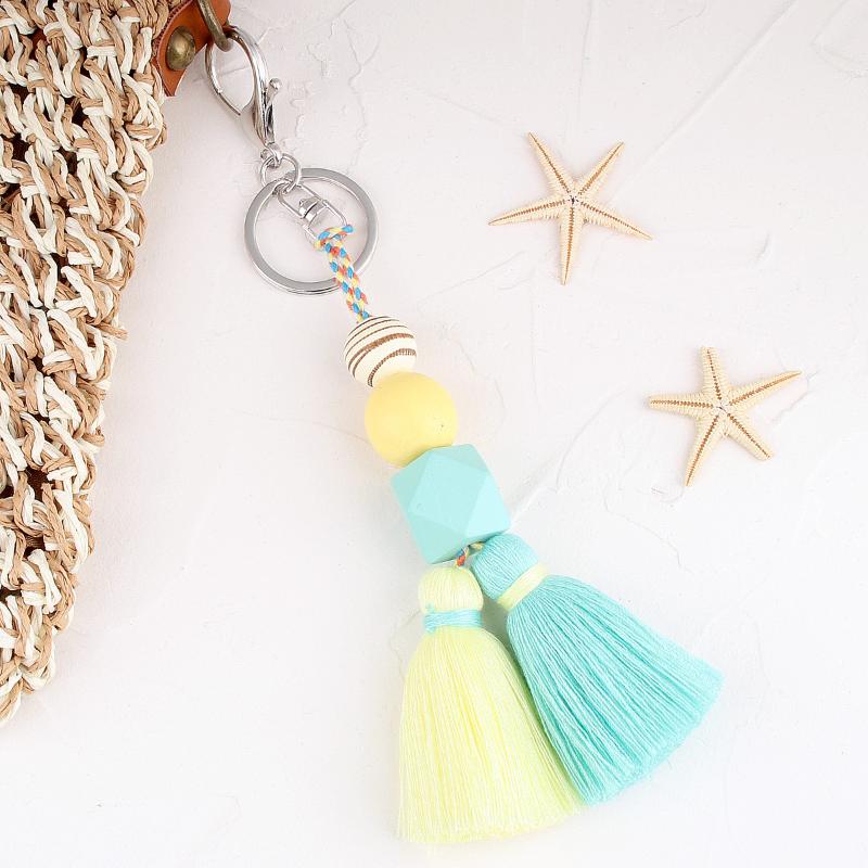 Keychains Multicolor Handmade Wood Beads Tassel Keychain Car Bohemian Key Ring Boho Handbag Accessories Holder Jewelry Gifts K4515
Keychains Multicolor Handmade Wood Beads Tassel Keychain Car Bohemian Key Ring Boho Handbag Accessories Holder Jewelry Gifts K4515