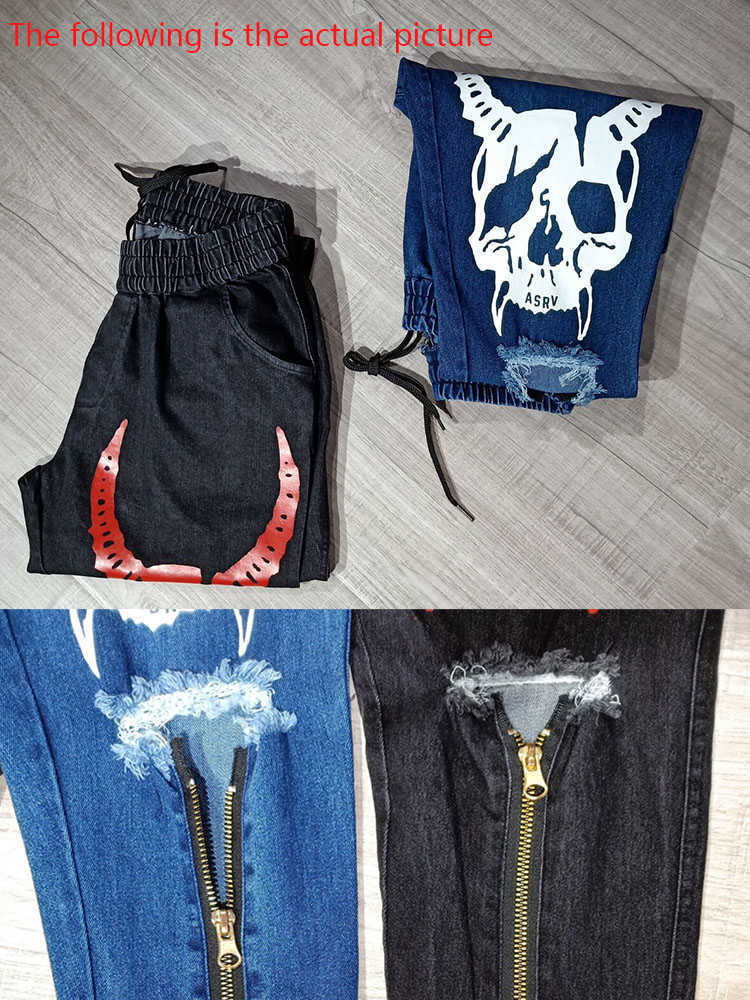 Men's Jeans Stylish Ripped Pants Biker Skinny Slim Straight Frayed Denim Trousers New Fashion Clothes Size M-XXXL Y2303