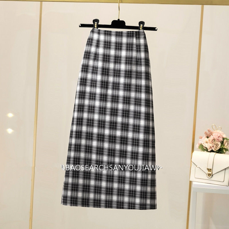 Wonder Autumn Midi woman Skirt Vintage Plaid Female Split Skirts Casual Street Lady High Waist Bottoms 210510