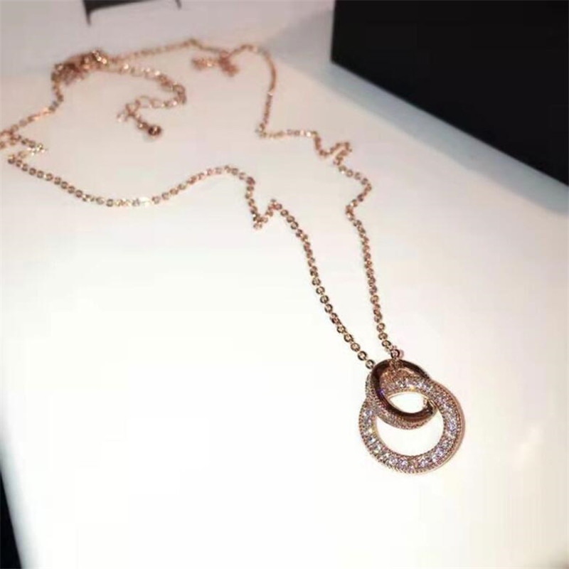 Choucong Brand Unique Circle Pendang Smple Fashion Jewelry 925 Sterling Silver Pave White CZ Diamond Gemstones Party Eternity Women Wedding Clavicle N