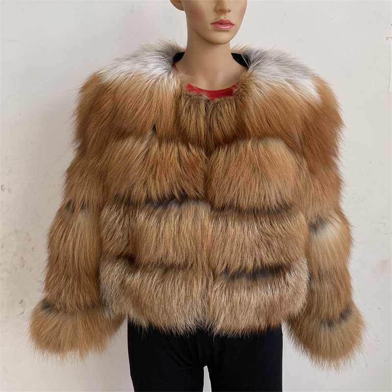 BEIZIRU Real Raccoon Silver Fur Coat Plus Size Clothes Natural Winter Women Round Neck Warm Thick Style 210910