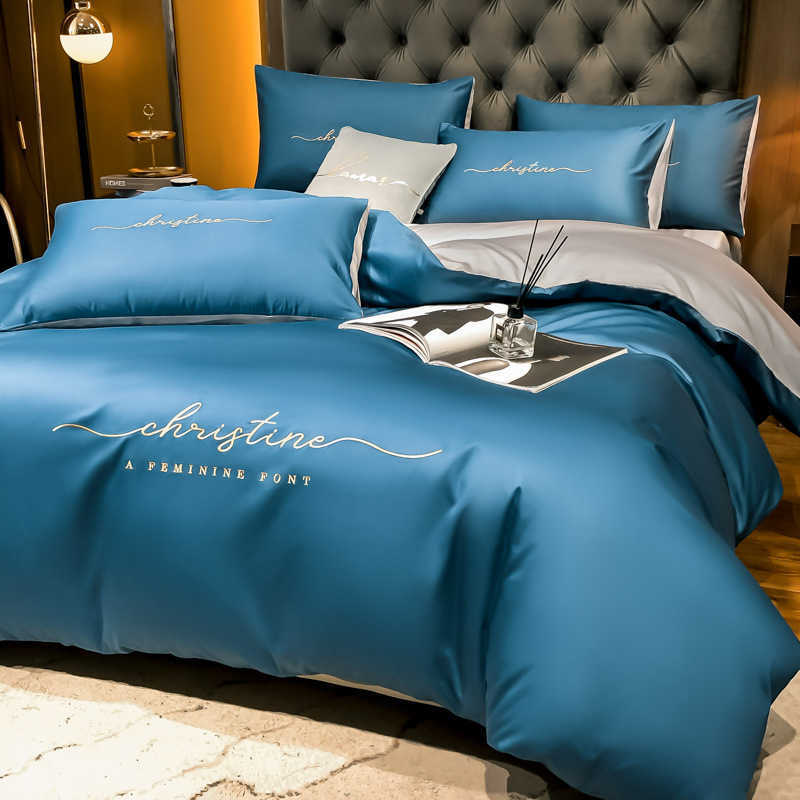 Four piece summer sleeping ice silk top grade bedding silk quilt cover luxury silk double, White
Four piece summer sleeping ice silk top grade bedding silk quilt cover luxury silk double, White