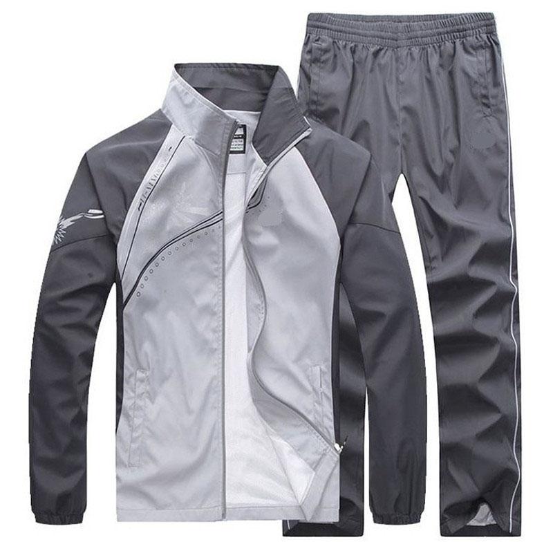 Jogging Clothing Spring Autumn Men Set Tracksuit 2021 Man Sportswear 2 Piece Sporting Suit Jacket+Pant Sweatsuit Male Size 5XL от DHgate WW