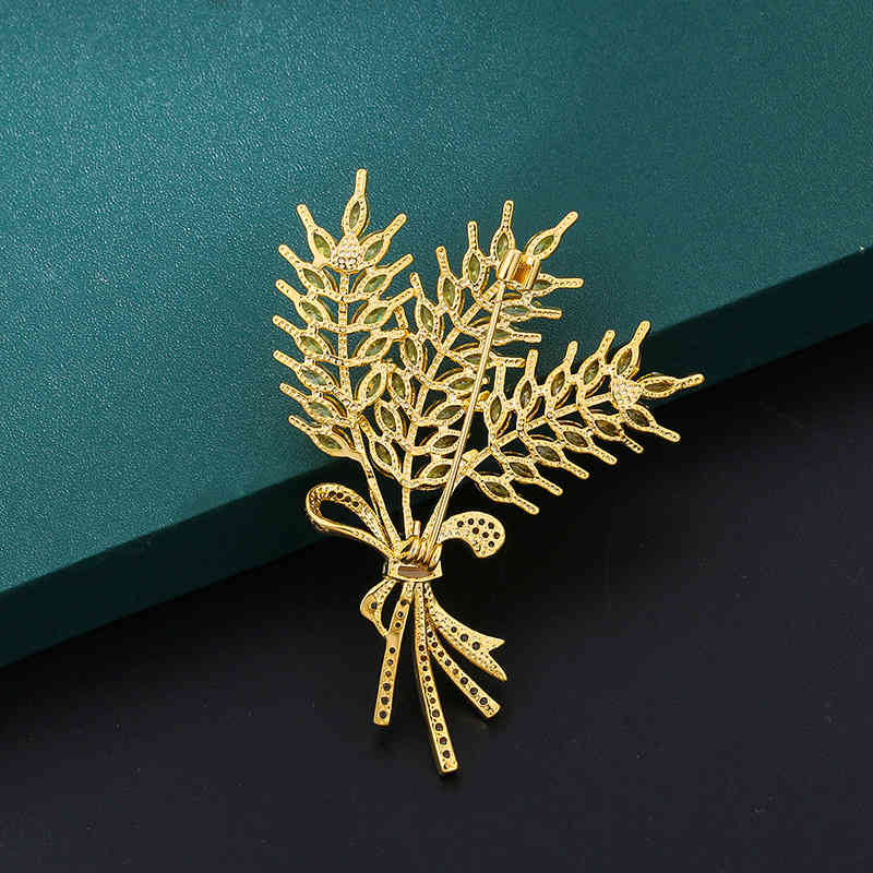 French Fashion Versatile Copper Inlaid 3a Zircon + Electroplated Real Gold Spike Brooch Coat Dress Accessories
