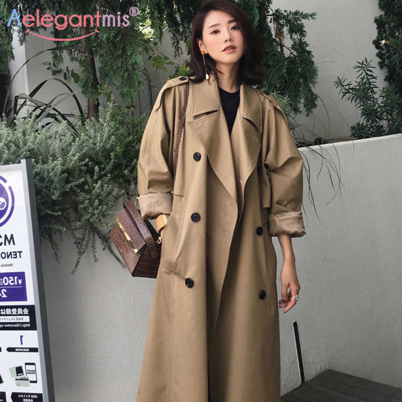 Aelegantmis Women Casual Double Breasted Outerwear Female Slim Long Trench Coat With Sashes Chic Oversized Women's Windbreaker 210607, Khaki
Aelegantmis Women Casual Double Breasted Outerwear Female Slim Long Trench Coat With Sashes Chic Oversized Women's Windbreaker 210607, Khaki
