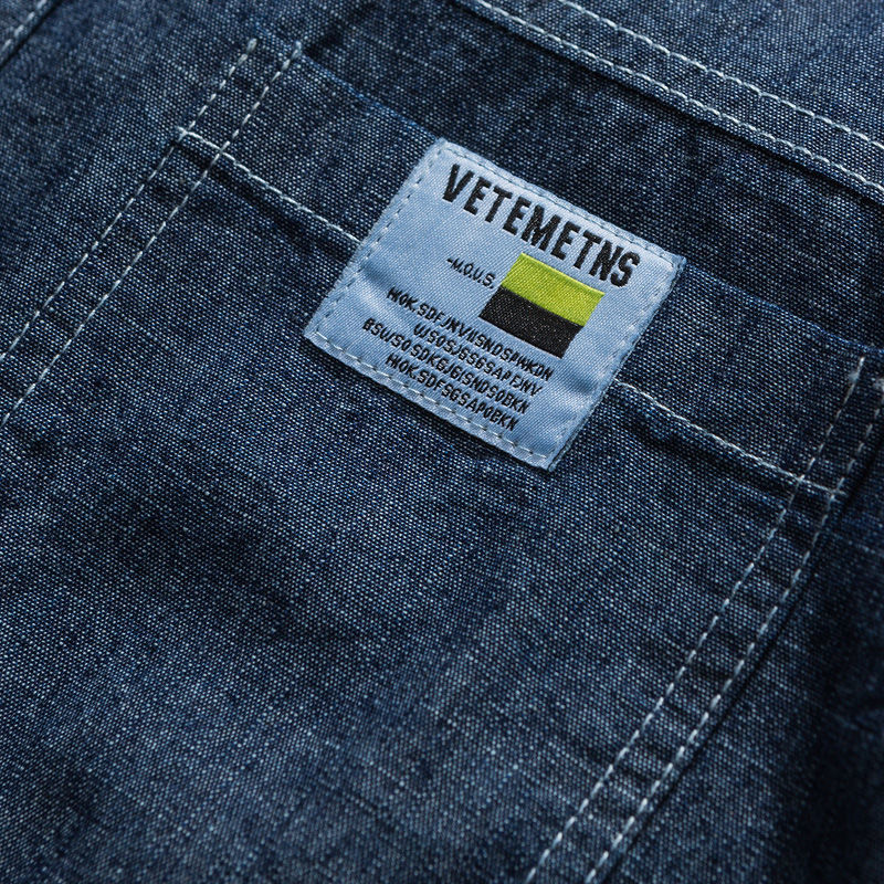 IEFB Men's Causal Simple Solid Color Label Denim Shirt Fashion Spring Black Blue Jeans Blouse For Male 9Y6070 210524