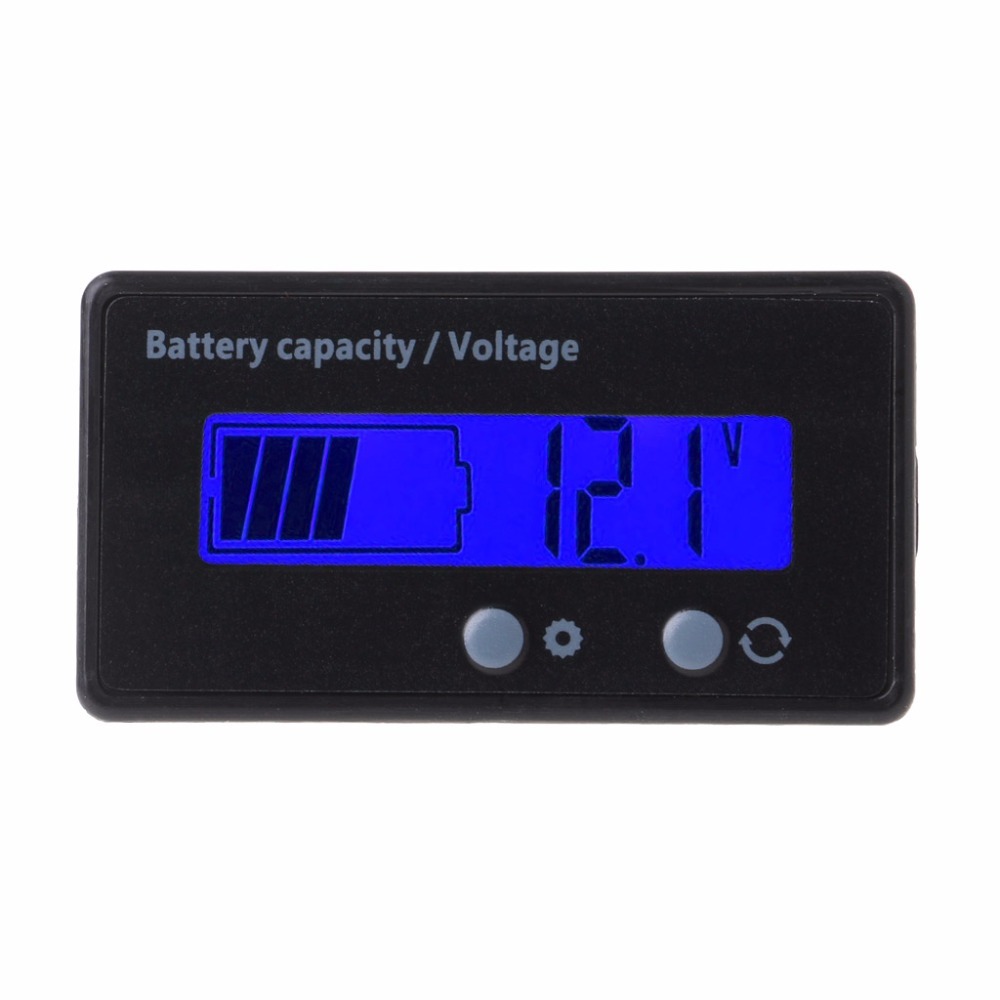 8-70V Blue Lcd Acid Lead Lithium Battery Capacity Voltmeter Gauge 2in1 Electric Meter Tester Tool