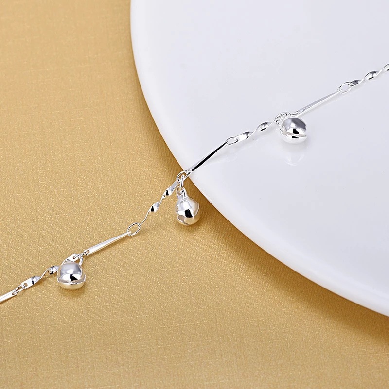 925 Sterling Silver Charm Bracelet Stylish Exquisite Five Bell Anklet Elegant Jewellery 210507