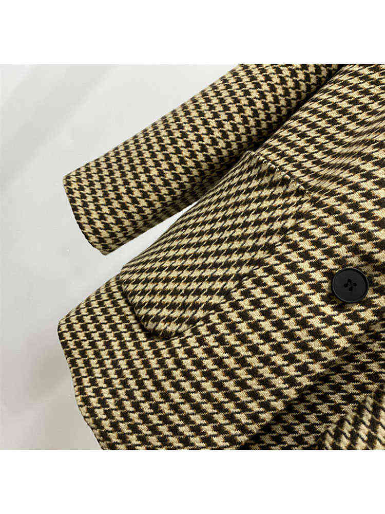 HARLEYFASHIION Casual Temperament Light Ripe Wind Plaid Suit Jacket Women Notched Single Breasted With Sashes Fshion Blazer 211122