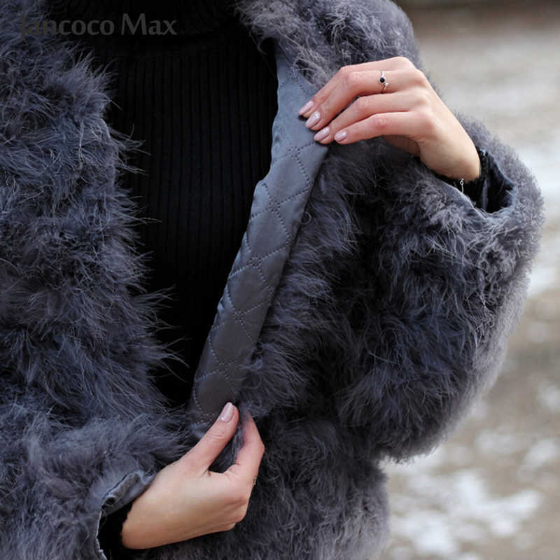 Women Real Ostrich Feather Coats Winter Fashion Natural Fur Jackets Fluffy Turkey Feather Lady S1002 H1027