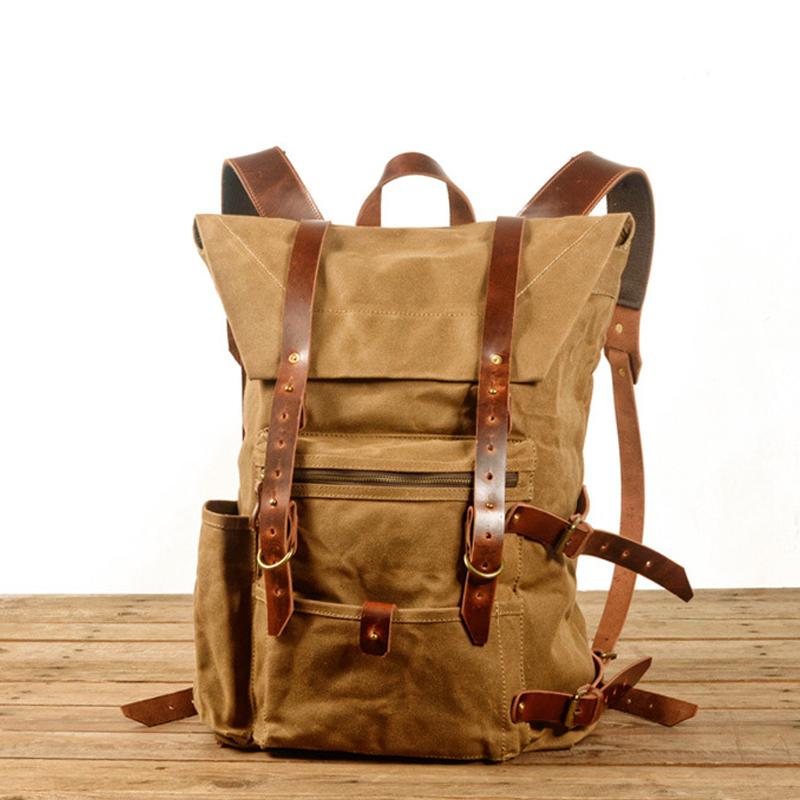 Backpack Leather Retro Handmade Outdoor Travel Mountaineering Waterproof Wax Washed Canvas Stitching, Army green
Backpack Leather Retro Handmade Outdoor Travel Mountaineering Waterproof Wax Washed Canvas Stitching, Army green