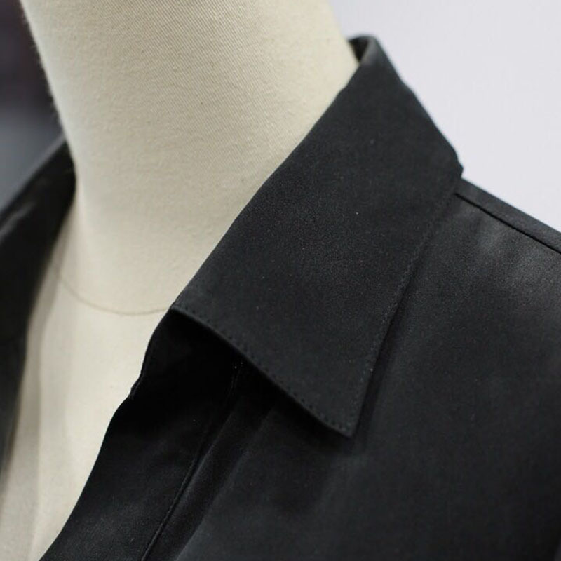 Minimalist Short Black Shirt For Women Lapel Long Sleeve Casual Blouse Female Fashion Clothing Spring 210524