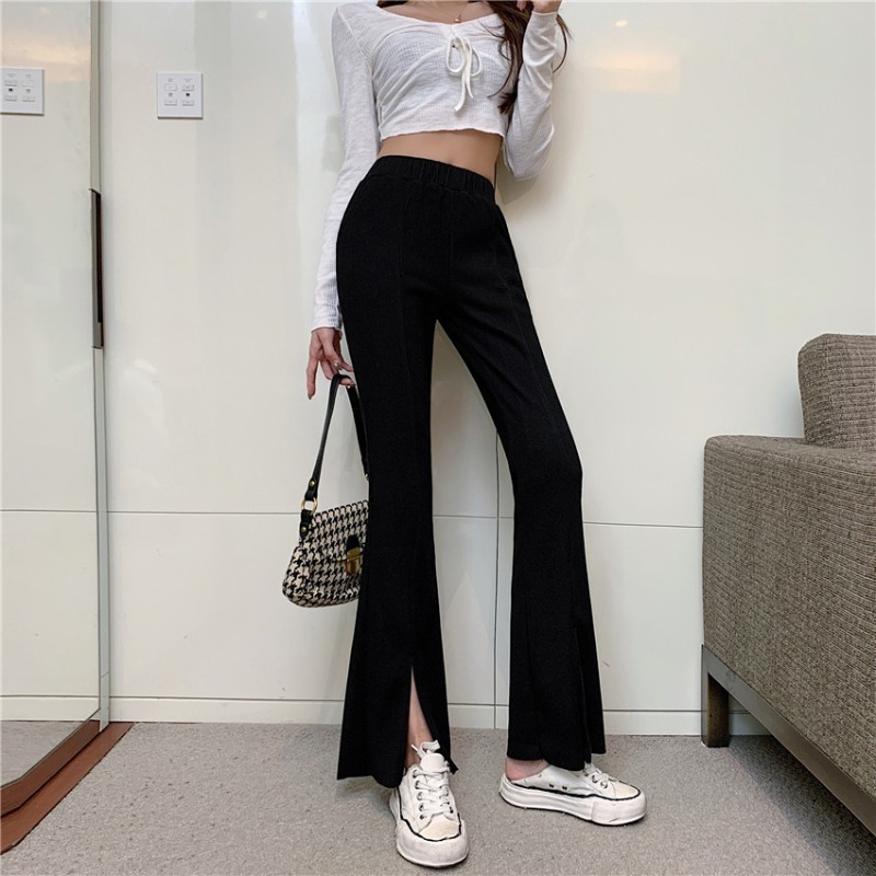 Spring Korean High Waist Wide Leg Black Pant Flare Trousers Women Autumn Streetwear Straight Woman Pants Casual 210429