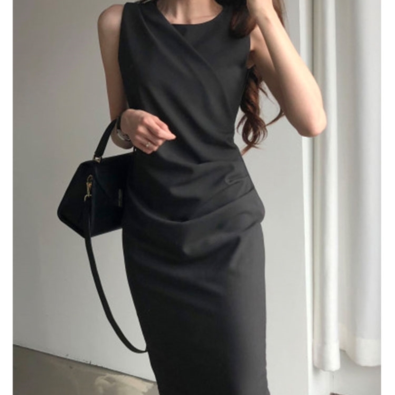 Women Office Lady Summer Dress Fashion Sleeveless Solid Slim Chic Wild Dresses Vestidos 210520
