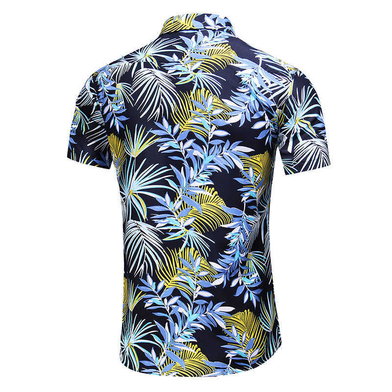 45KG-120KG Summer Fashion Men's Hawaiian Tropical Print Casual Button Down Beach Holiday Short Sleeve Shirt 5XL 6XL 7XL 210528