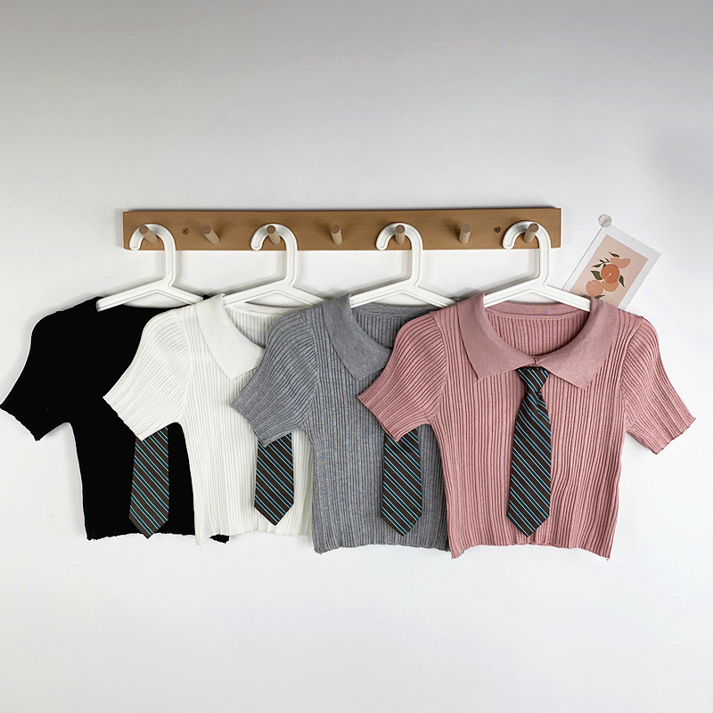 Women shirts Summer Knitted Polo Shirts V-Neck Short Sleeve Casual Peter Pan Collar Crop Tops For 210518, Pink
Women shirts Summer Knitted Polo Shirts V-Neck Short Sleeve Casual Peter Pan Collar Crop Tops For 210518, Pink