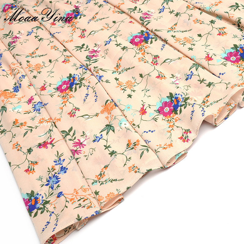 Fashion Runway dress Summer Women's Dress Sequins Mesh turn-down collar Short sleeve Ruffles Floral-Print Dresses 210524