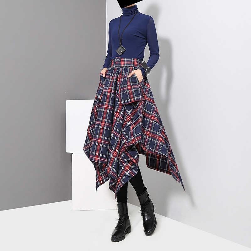 VANOVICH Women Asymmetrical A Line Casual Skirts Korean Plaid High Waist with Sashes Mid Calf 210615, Gray
VANOVICH Women Asymmetrical A Line Casual Skirts Korean Plaid High Waist with Sashes Mid Calf 210615, Gray