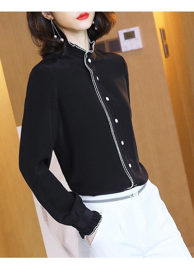 fashion Spring and Autumn Fashion style shirt dames blouses lange mouwen Office Lady Solid silk women shirts 7065 50 210427