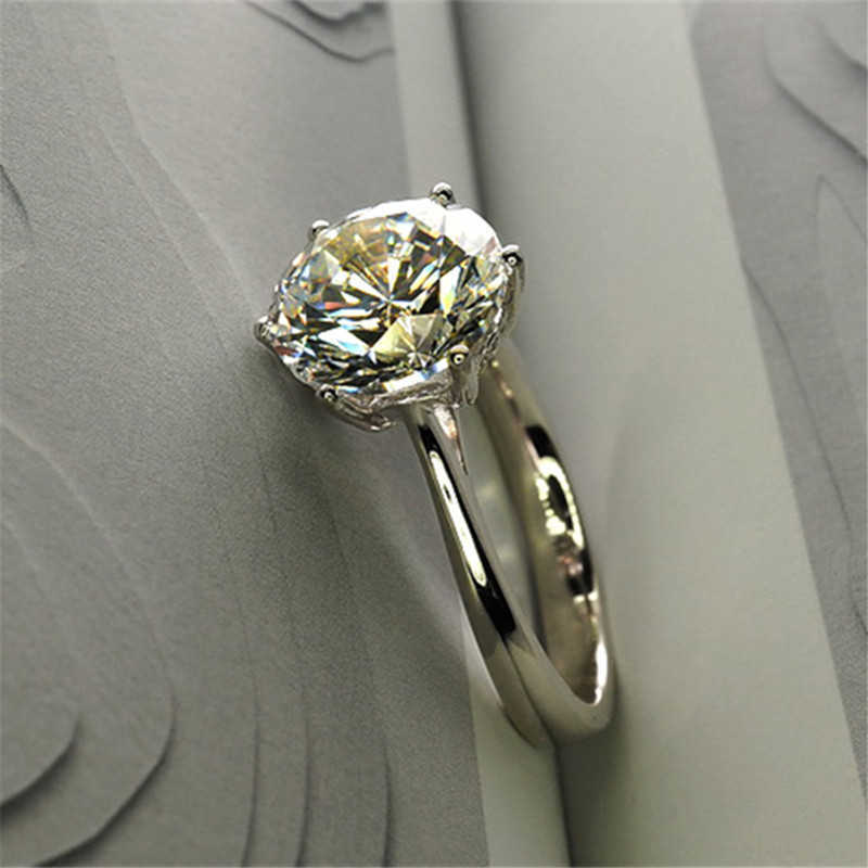 Classic 4 Carat Solitaire Engagement Ring 6 Claws NSCD for Women 925 Sterling Silver Wedding 210701