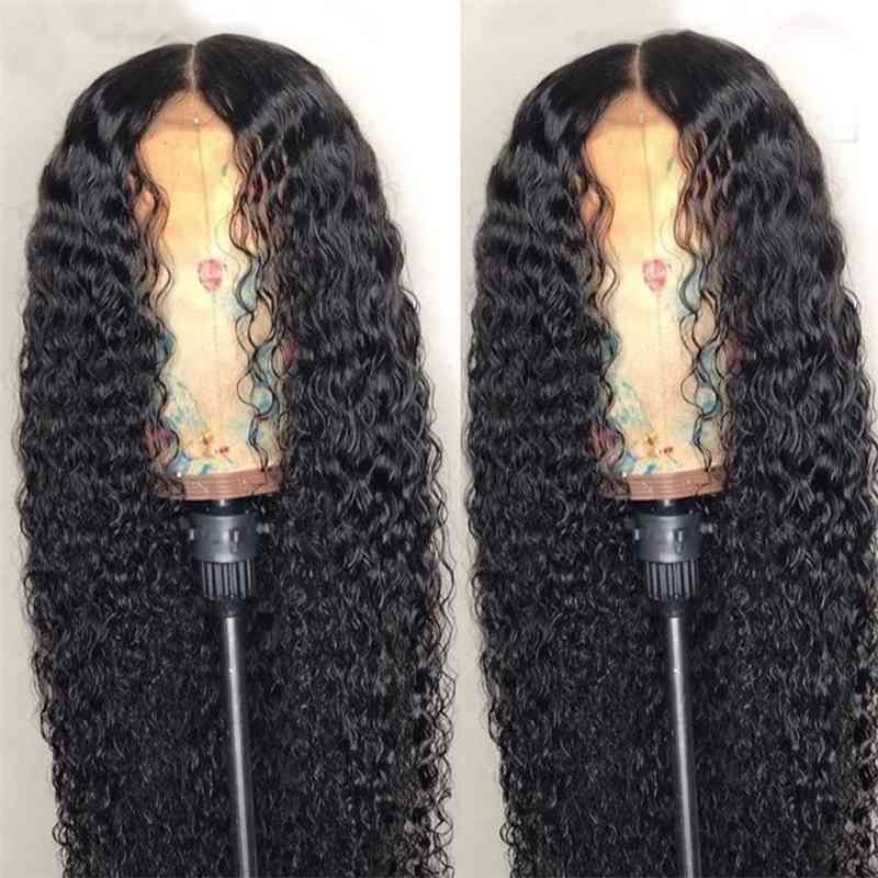 female long hair Wig medium split black small curly chemical fiber headgear wig