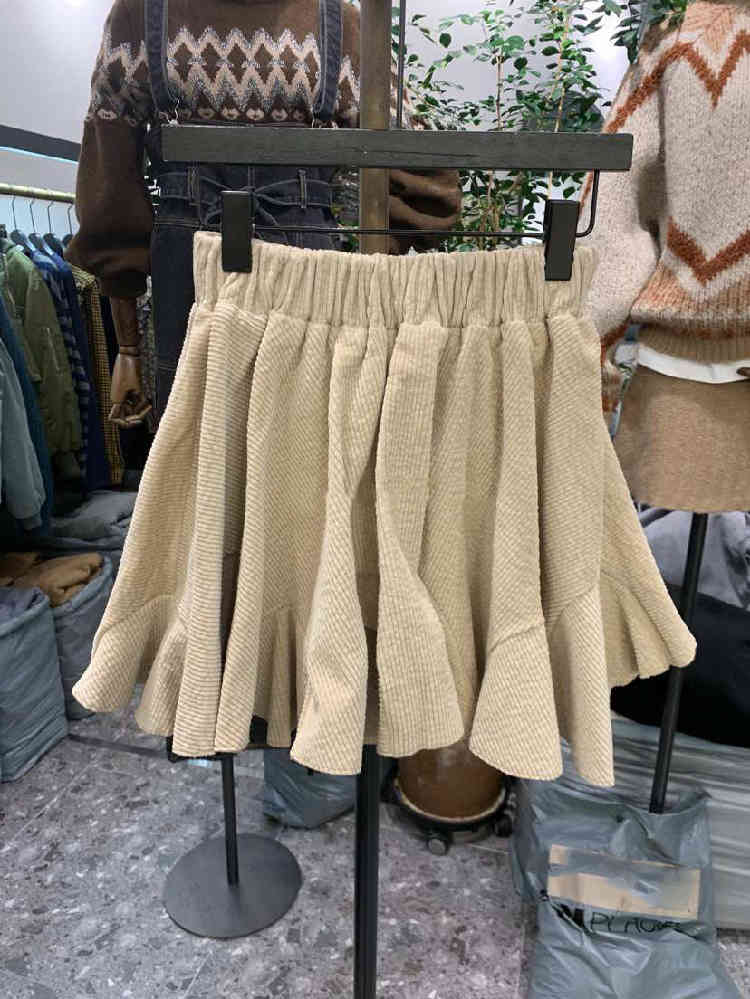 Nomikuma Korean Pleated Ruffle Mini A-line Skirt Stretch High Waist Sweet Women Skirts New Fashion Faldas Mujer Moda 6E064 210427