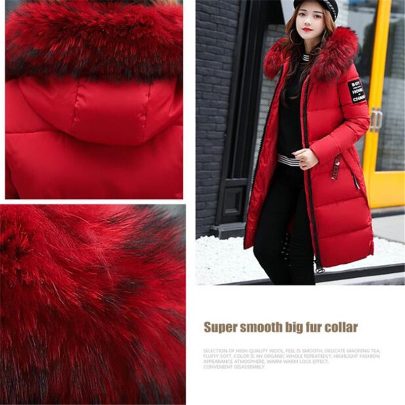 Women's Down & Parkas Winter Cotton Coats Fur Collar Long Parka Warm Slim Zipper Coat Woman Puffer Jacket Oversized Padded Outwear Women
