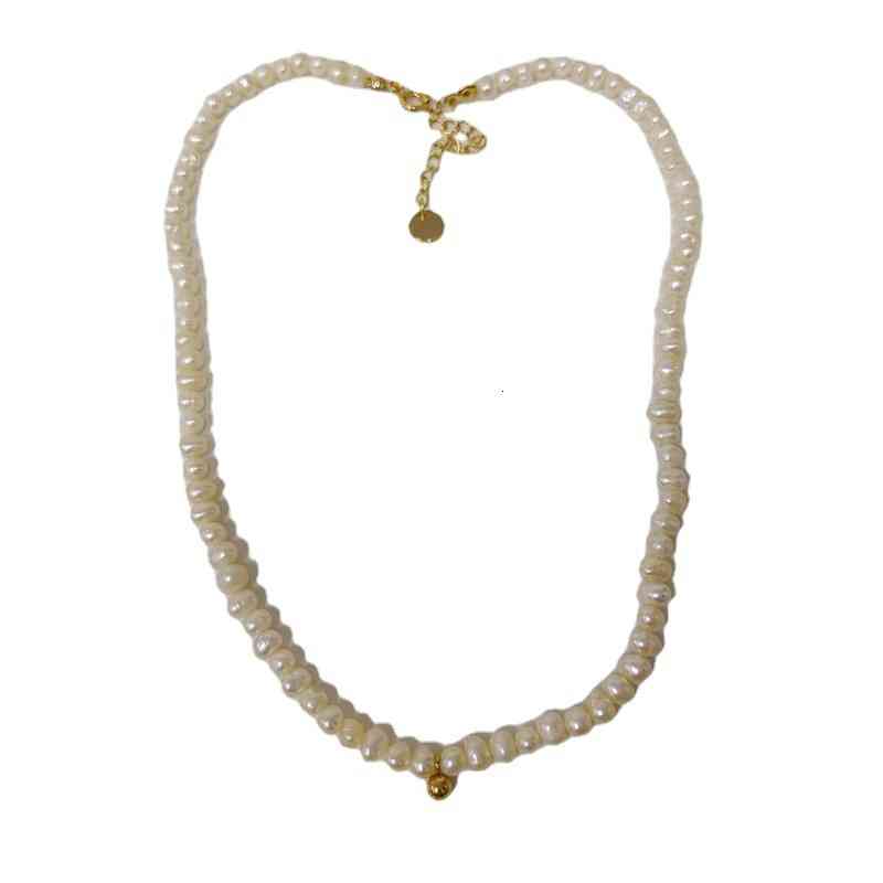 French Freshwater Pearl Small Golden Bean Pendant Necklace Choker Zhong Chuxi Same Neck Chain Clavicle Female