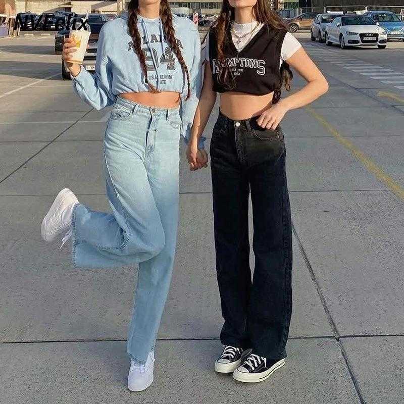 Summer Baggy Jeans Women Comfort Wide Leg Denim Pants Casual High Loose Straight Trousers Femme Plus Size Cotton 210922