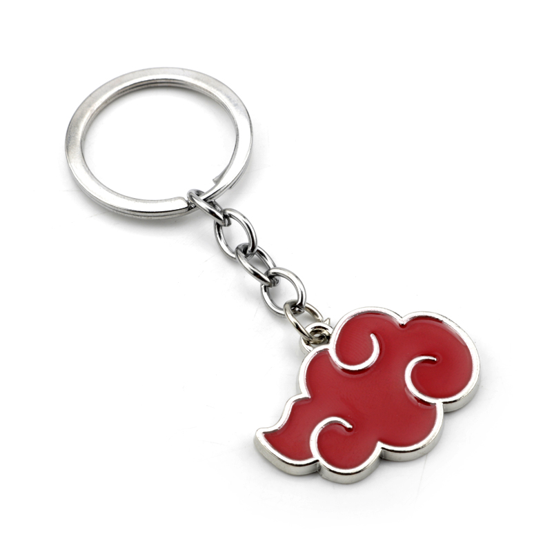 Keychain Konoha Symbol Akatsuki Red Cloud Keyrings Anime Trinket Keyholder Keyfob