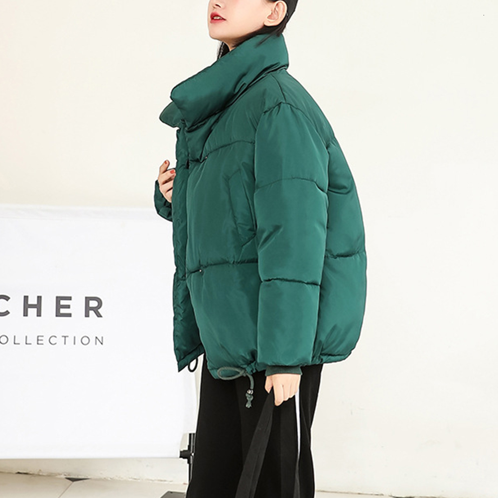 Winter Jacket Women Parka Fashion Coat Loose Stand Collar Warm Casual Plus Size Overcoat 210428