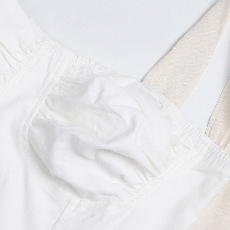 Summer Tie Bow Strap Patchwork White Camis Women Retro Girl Sexy Slim Crop Top Short Tees 210429