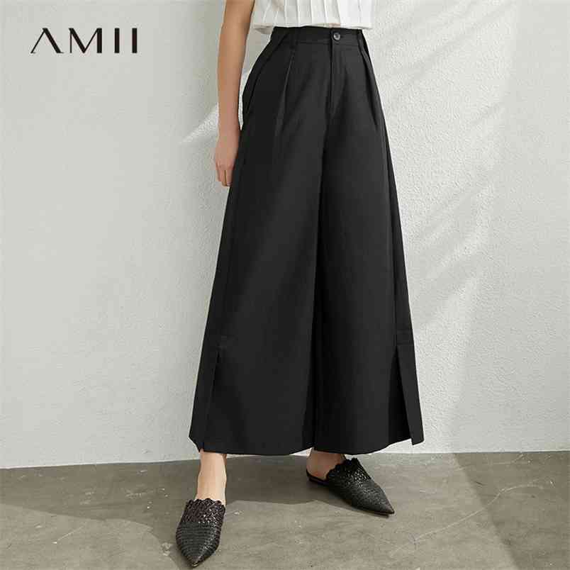 Women Wide Leg Pants Fashion Solid High Waist Loose Pockets Female Casual 12040225 210527