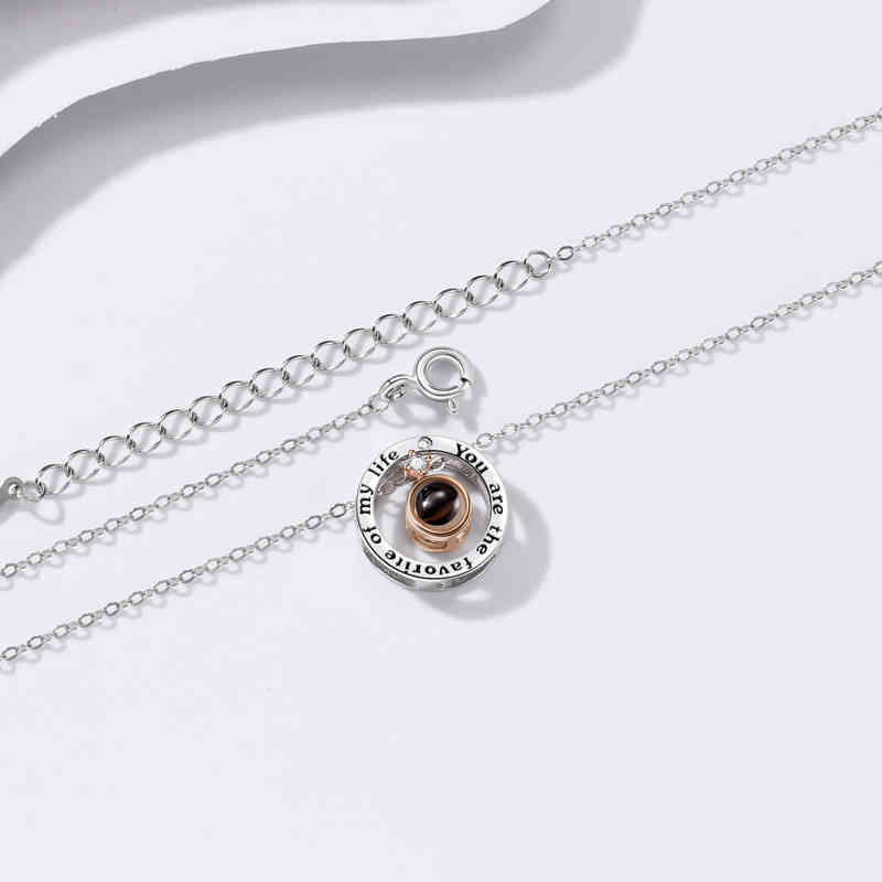 S925 Sterling Silver Projection Couple Necklace Women's Simple Fashion Neck Chain Jewelry, Niche Design Pendant Gift