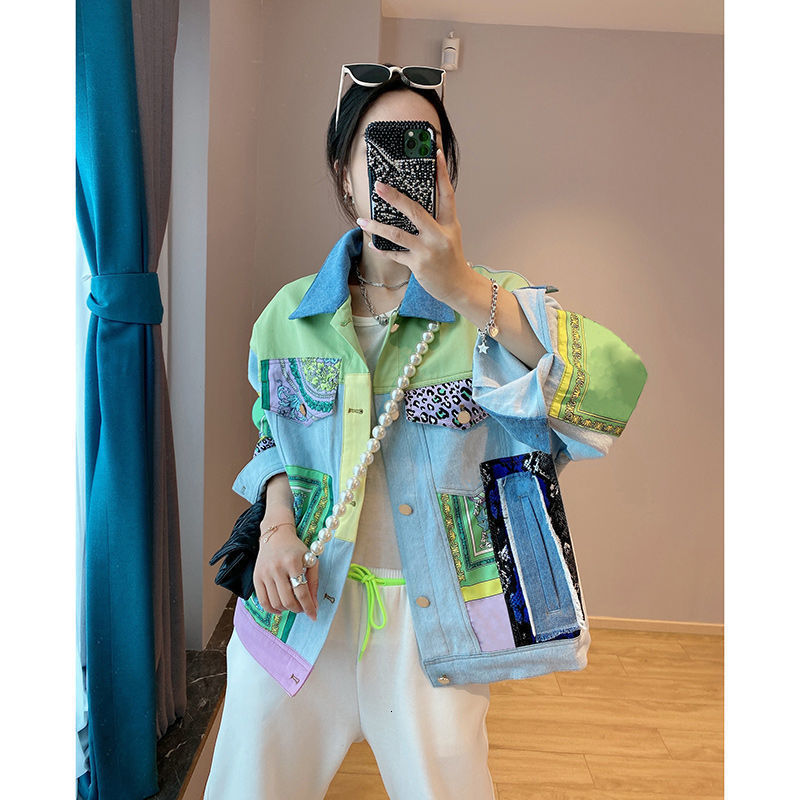 women's jackets autumn and winter contrast color patchwork denim short casual woman t4fj, Black;brown
women's jackets autumn and winter contrast color patchwork denim short casual woman t4fj, Black;brown