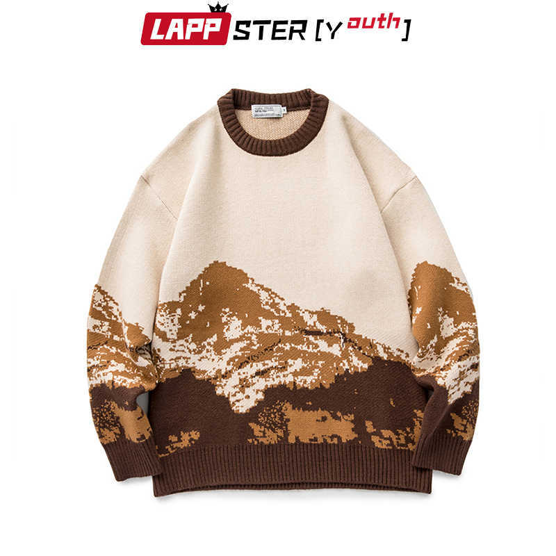 LAPPSTER-Youth Men Harajuku Moutain Winter Sweaters Pullover Mens Oversized Korean Fashions Sweater Women Vintage Clothes 210820