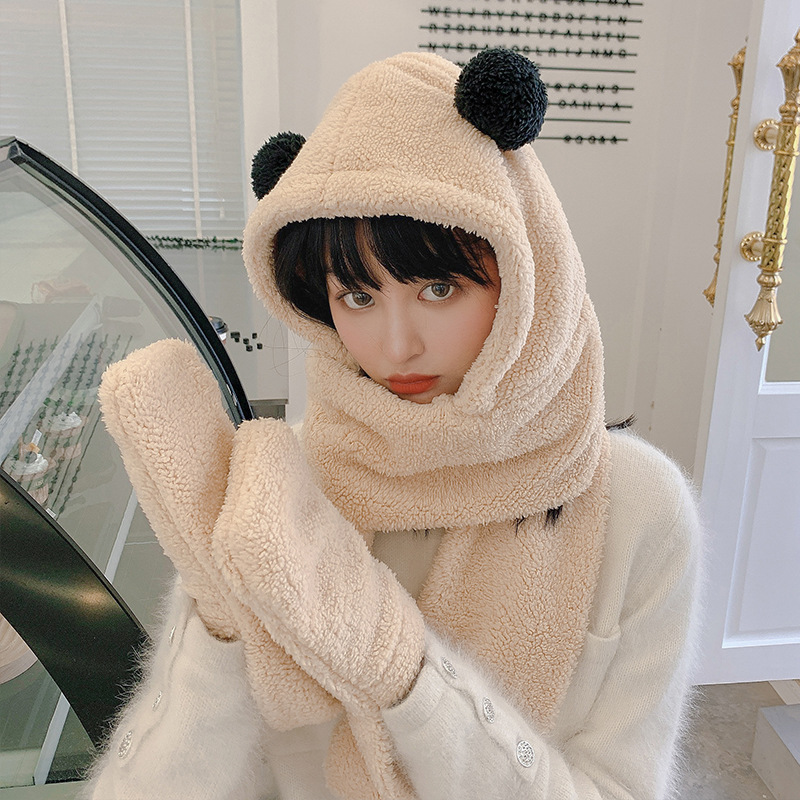 Little Bear Cap with Ears Womens Autumn and Winter Cute Winter Plush Scarf Integrated Korean All-Match Warm Scarf No. 6
Little Bear Cap with Ears Womens Autumn and Winter Cute Winter Plush Scarf Integrated Korean All-Match Warm Scarf No. 6