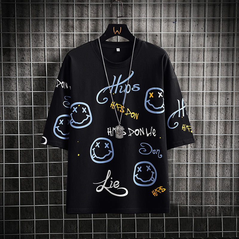 men's t shirts summer short fashion cartoon loose 5- t-shirt handsome half sleeve, White;black
men's t shirts summer short fashion cartoon loose 5- t-shirt handsome half sleeve, White;black