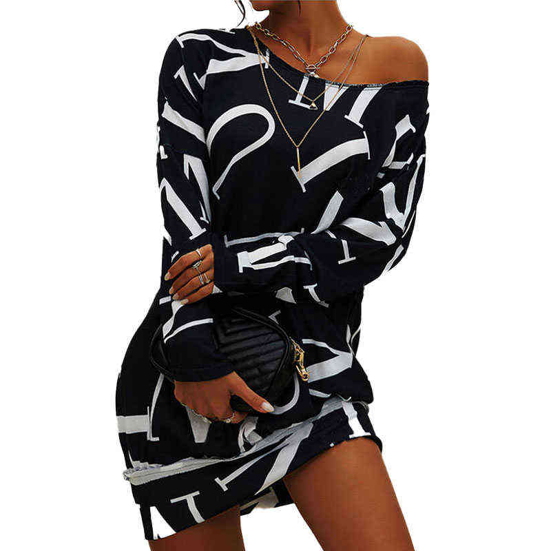 Women's Dresses Letter Print Pullover Off Shoulder Dress Long Sleeve Casual Elegant Casual Office Lady Sexy Party Mini Dress G1223, Black
Women's Dresses Letter Print Pullover Off Shoulder Dress Long Sleeve Casual Elegant Casual Office Lady Sexy Party Mini Dress G1223, Black