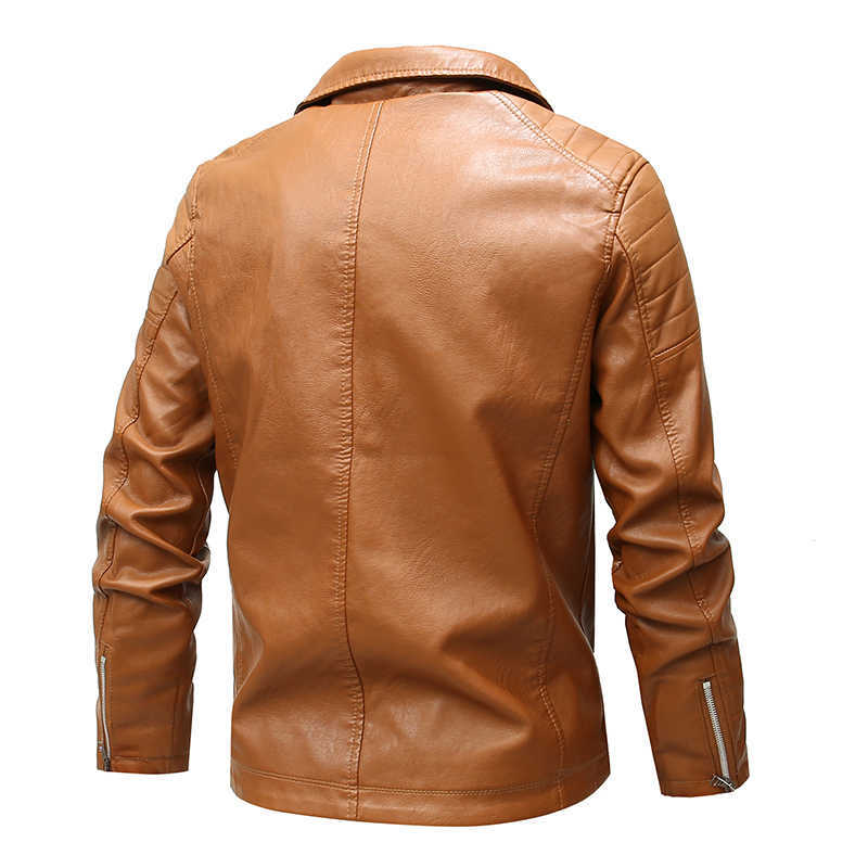 MANTLCONX Casual Motor Leather Jacket Coat Men Autumn Winter Fashion Vintage Warm Leather Jacket Men Windbreak Coat Man Slim Fit 211018