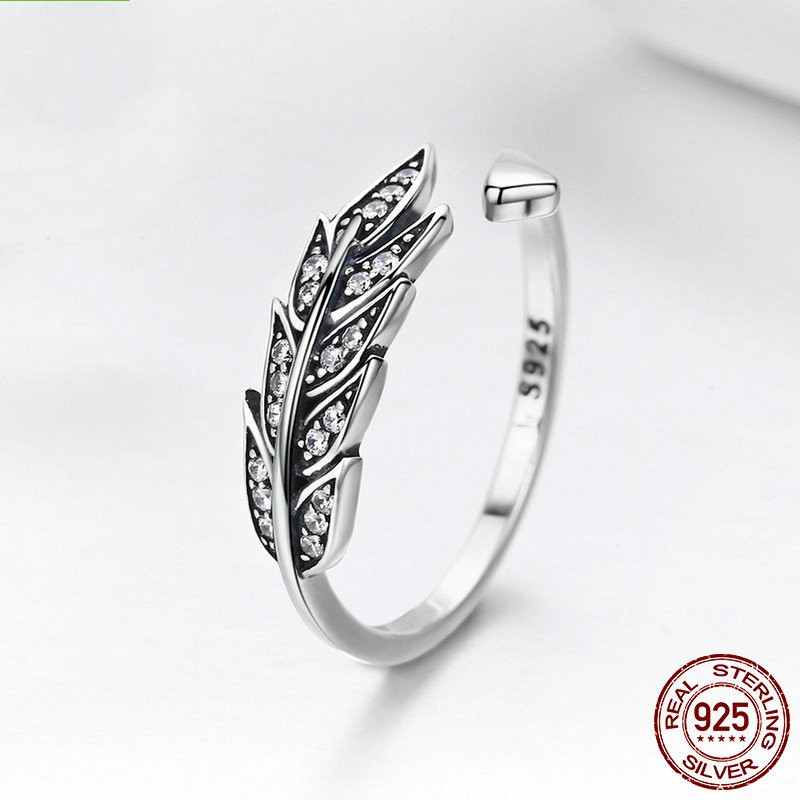 BAMOER Authentic 925 Sterling Silver Feather Wings Adjustable Finger Ring for Women Sterling Silver Jewelry Gift SCR313 24 w2
BAMOER Authentic 925 Sterling Silver Feather Wings Adjustable Finger Ring for Women Sterling Silver Jewelry Gift SCR313 24 w2